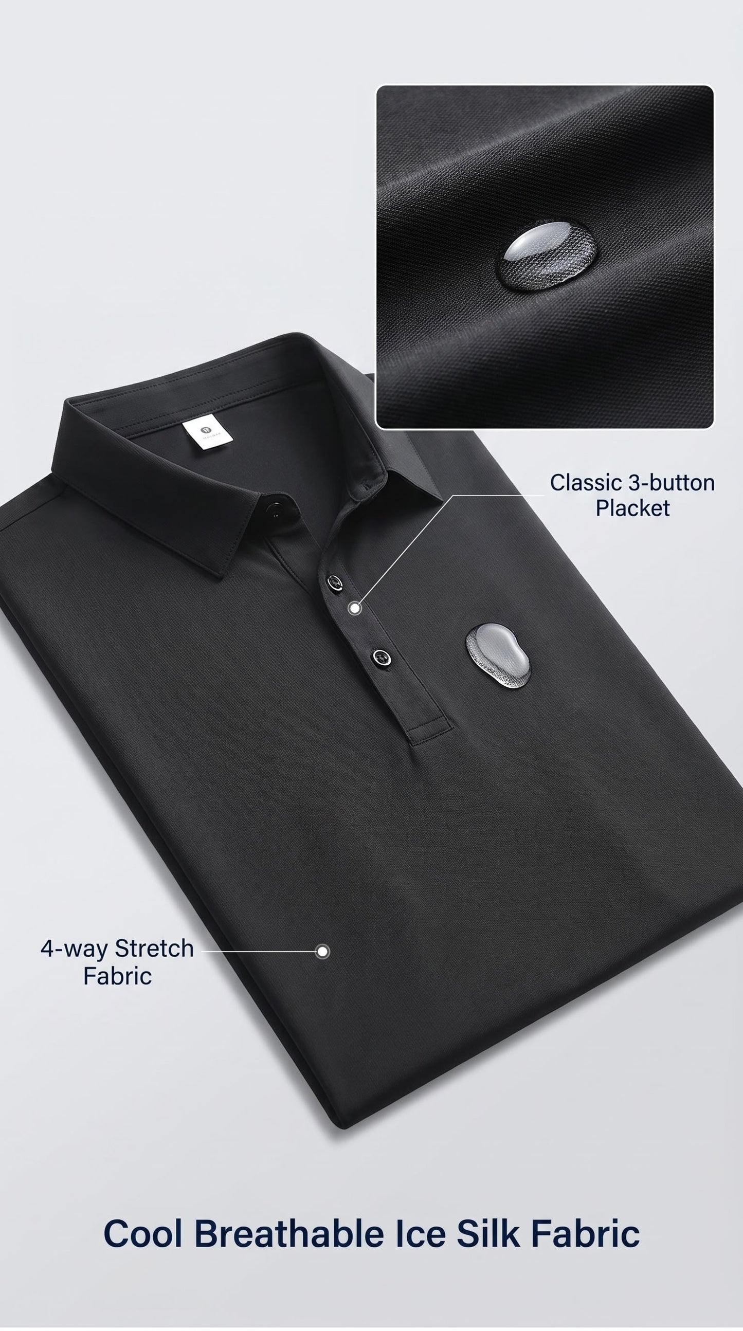 Instantly Cooling Moisture-Wicking Polo Shirt| Lightweight breathable fabric for summer