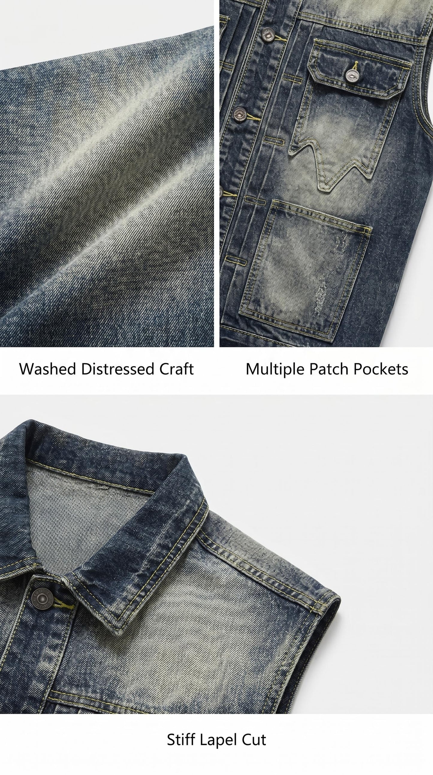 Vintage Style Denim Vest | Multi-Pocket Sleeveless Jean Jacket for Casual & Streetwear