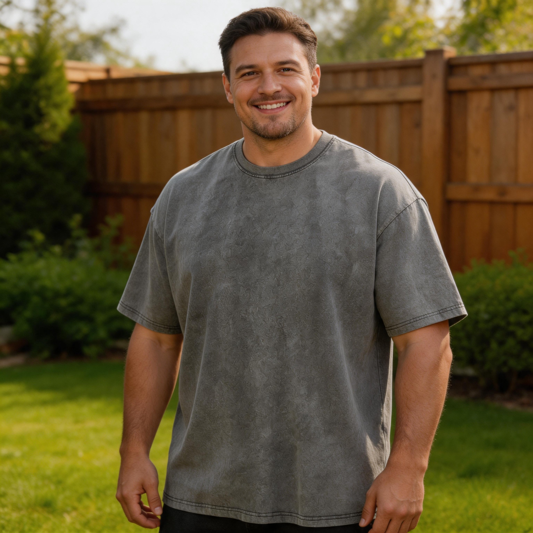 FORGEMEN 230G washed oversized cotton T-shirt in gray