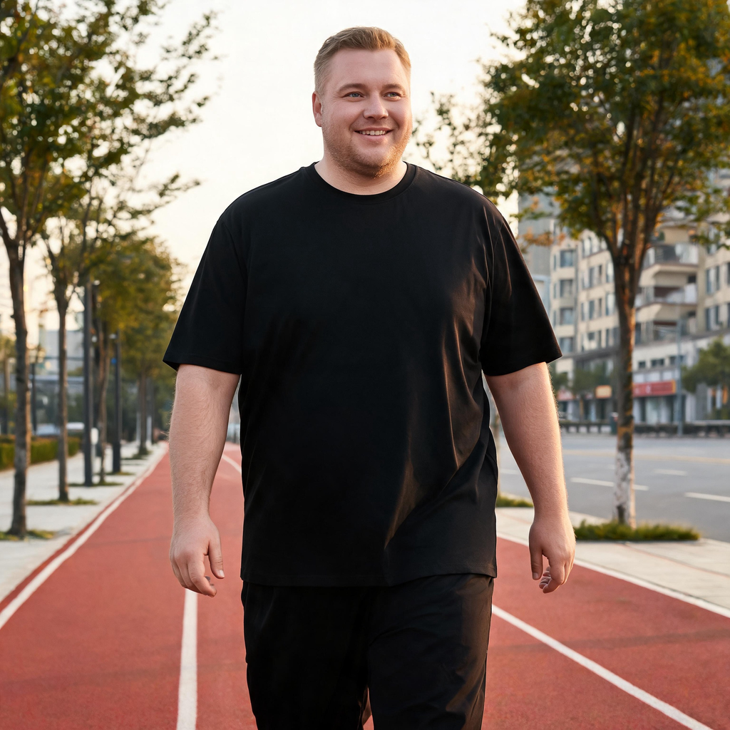 Oversized Plain Cotton Basic T-Shirt for Big & Tall Men